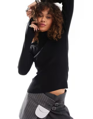 COLLUSION soft knitted ribbed roll neck in black | ASOS (Global)