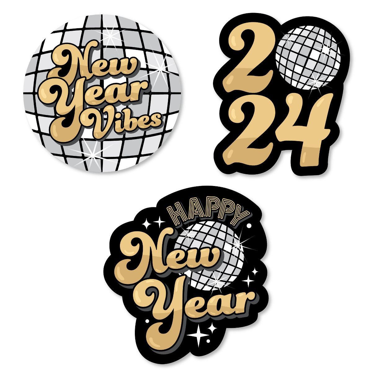 Big Dot of Happiness Disco New Year - DIY Shaped Groovy 2024 NYE Party Cut-Outs - 24 Count | Target