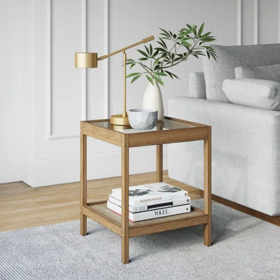Glass Top End Table with Storage | Wayfair North America