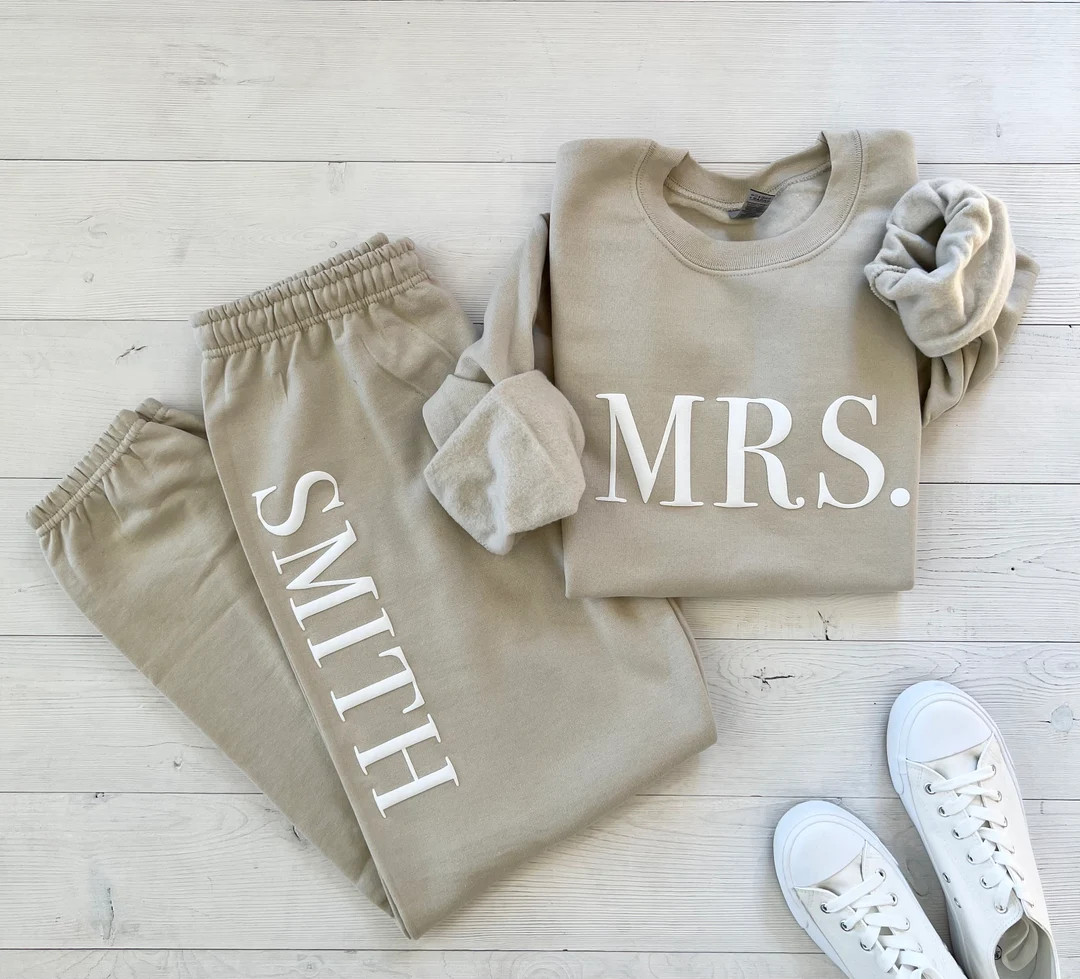 Embossed Bridal Gift Set Mrs. Sweatshirt New Mrs. Set Mrs. - Etsy | Etsy (US)