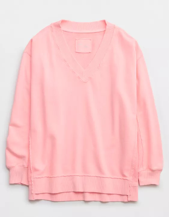 Aerie Vacay Every Day V Neck Sweatshirt | Aerie