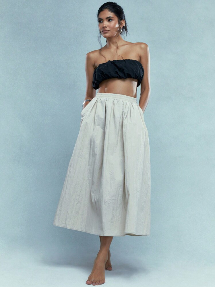 MISSGUIDED Nylon Fluffy Maxi Skirt With Pockets | SHEIN