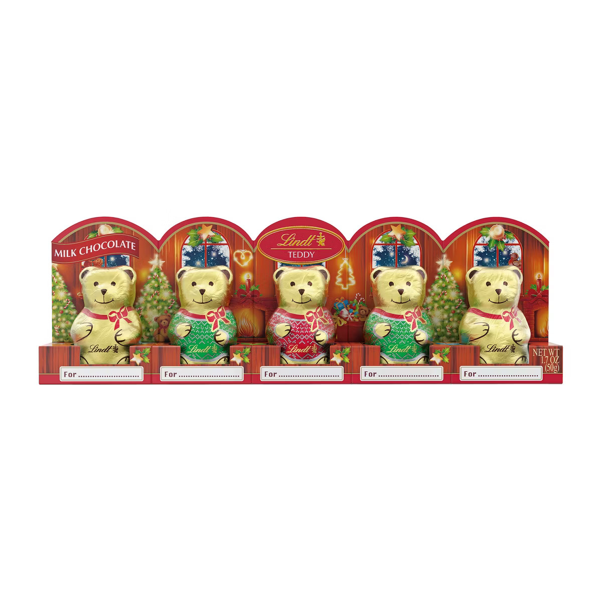 Lindt Christmas Mini Teddy Bear Milk Chocolate Candy - 1.7oz/5pk | Target