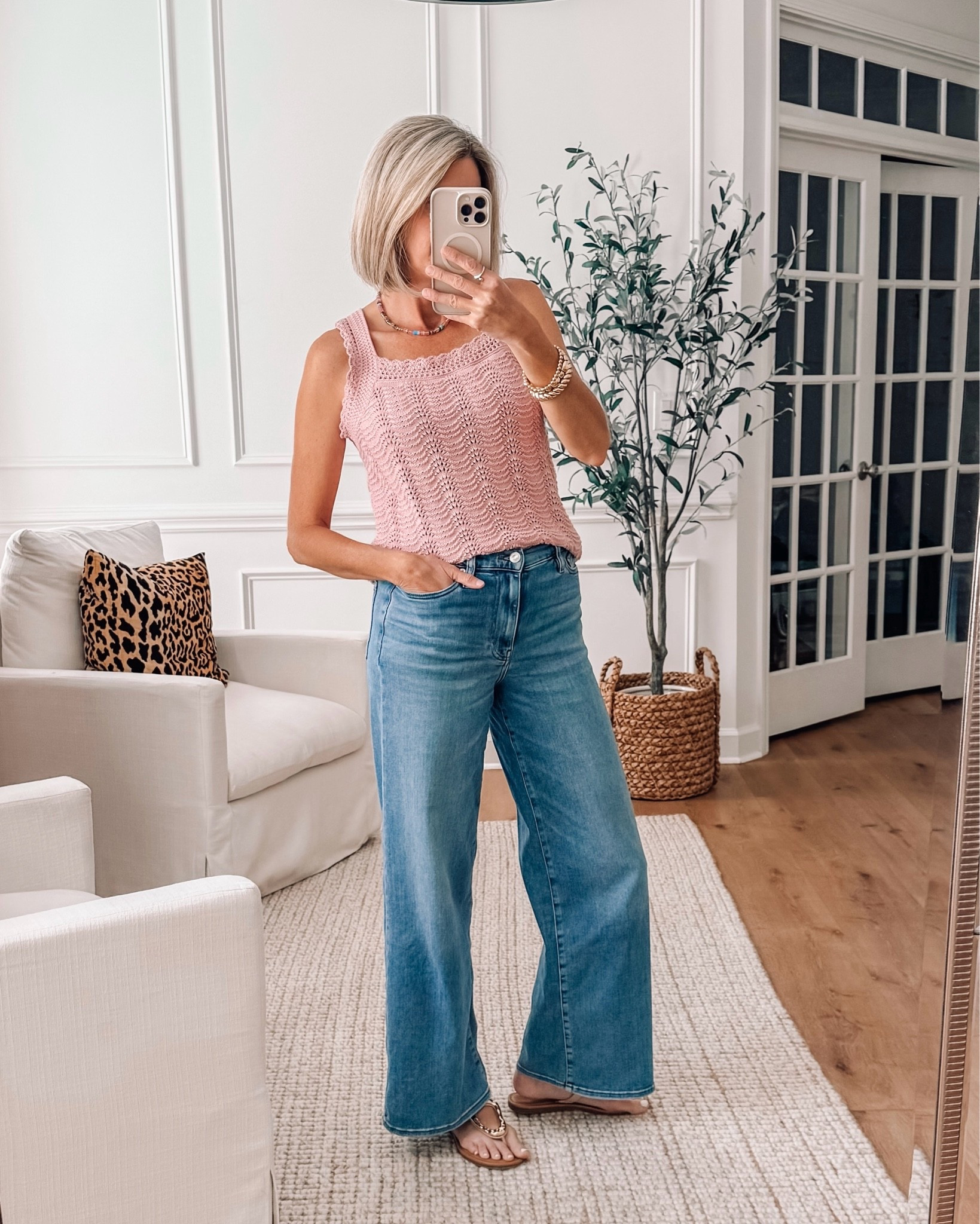 Crochet top is so good I grabbed it in two colors. Loving the pink paired with my favorite wide leg jeans

Sizes:
Small Top
27 Jeans

#LTKOver40 #LTKSaleAlert #LTKSeasonal