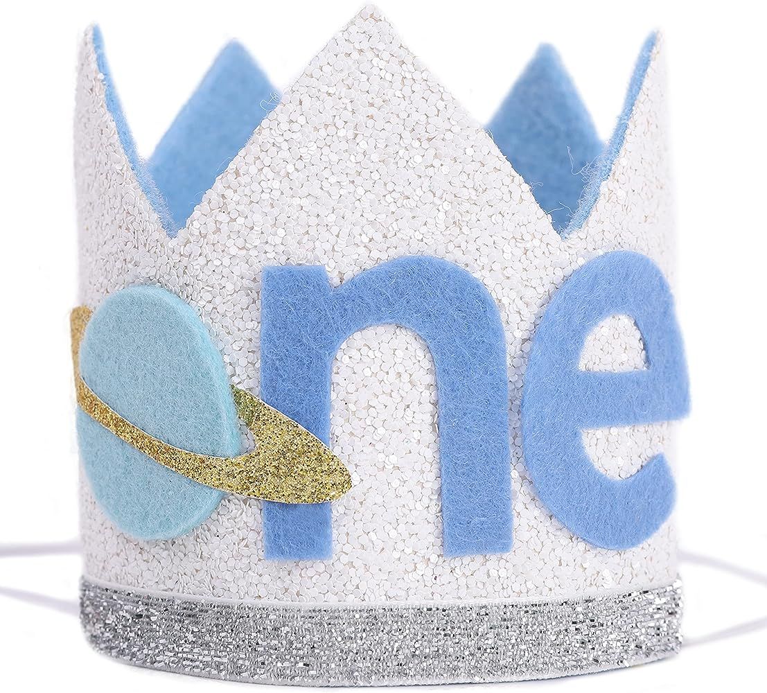 WAOUH The First Birthday Crown Orbiting the Sun - Outer Space Theme Birthday, Rocket Birthday Hat, P | Amazon (US)