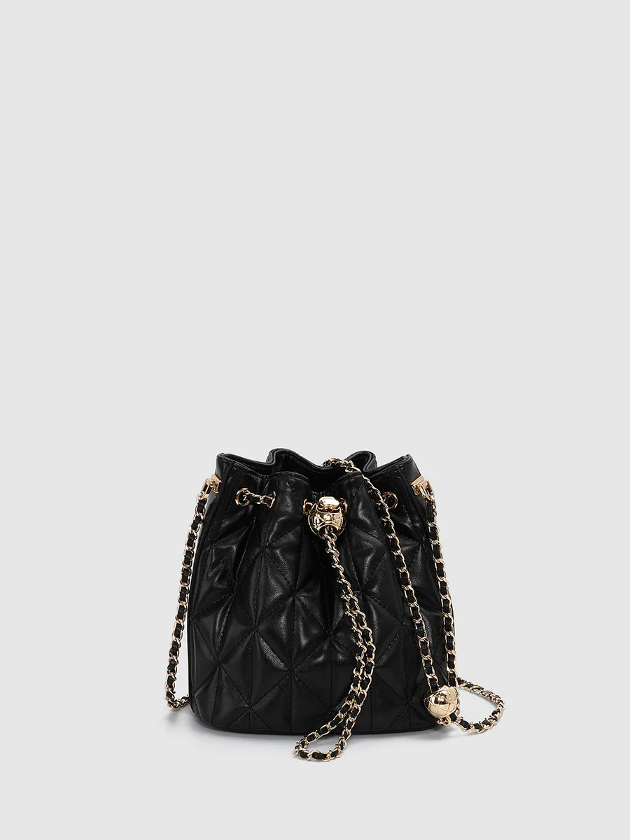 Faux Leather Drawstring Diamond Quilted Shoulder Bags | Urban Revivo