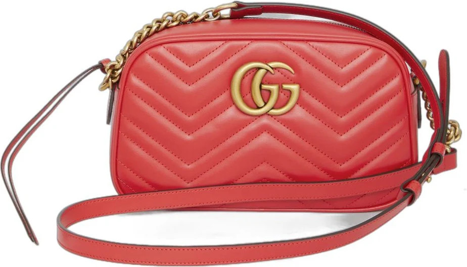 Gucci Women's Gg Marmont Quilted Leather Crossbody Bag in Red | 447632AABZB Color 6832 | LOZURI