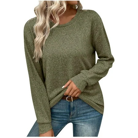 Sweatshirts for Women Crewneck Long Sleeve Shirts Tunic Tops for Leggings Fall Fashion Clothes | Walmart (US)