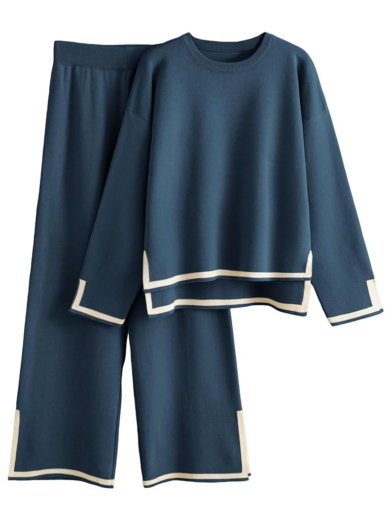 Tanming Women's 2 Piece Outfits Long Sleeve Knit Sweater Top Wide Leg Pants Lounge Sets Tracksuit... | Amazon (US)