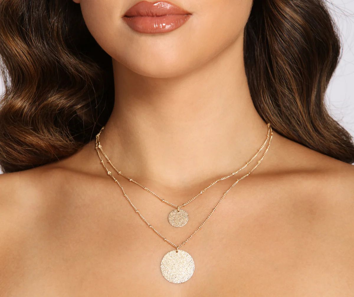 Chic Layered Coin Charm Necklace | Windsor Stores