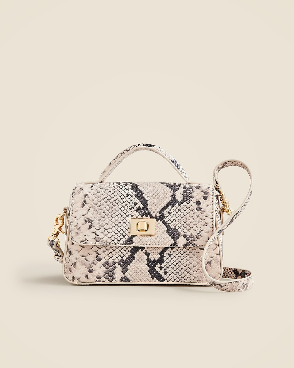 Small Edie top-handle bag in Italian snake-embossed leather | J. Crew US