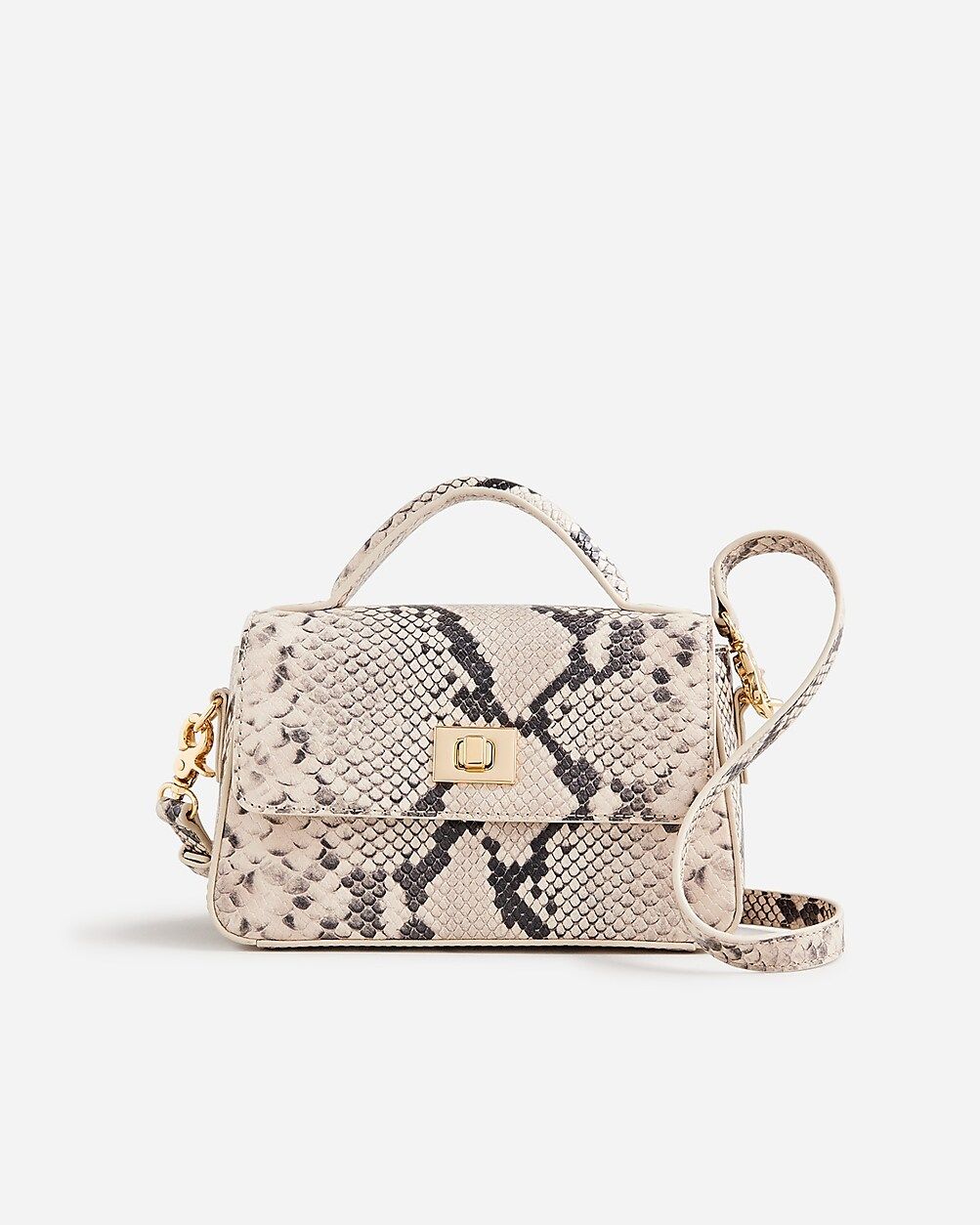 Small Edie top-handle bag in Italian snake-embossed leather | J.Crew US