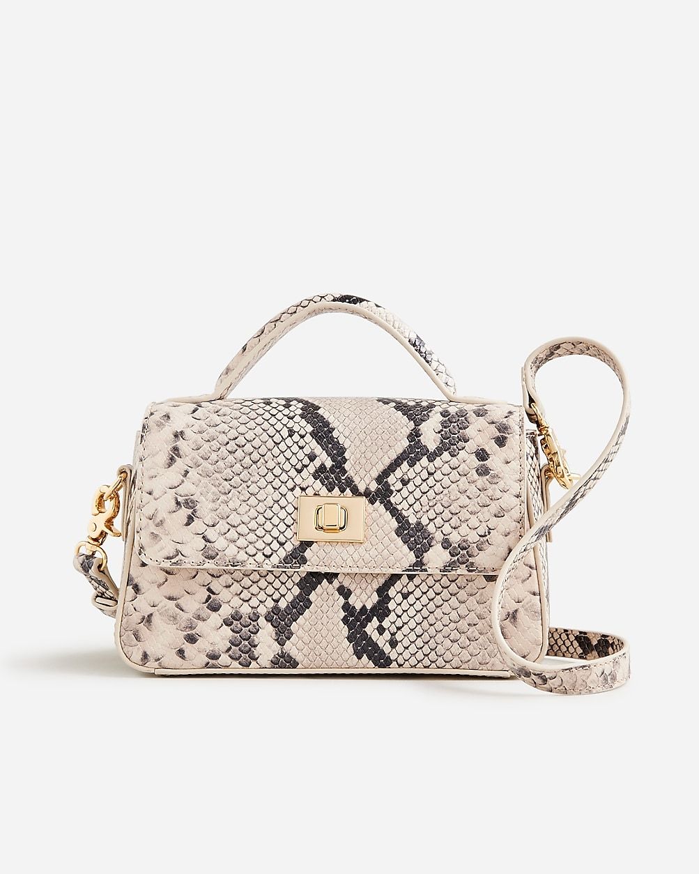 Small Edie top-handle bag in Italian snake-embossed leather | J.Crew US
