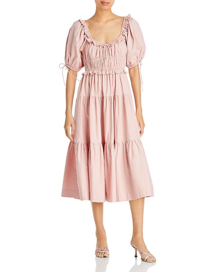 En Saison Poplin Puff-Sleeve Tiered Midi Dress Women - Bloomingdale's | Bloomingdale's (US)