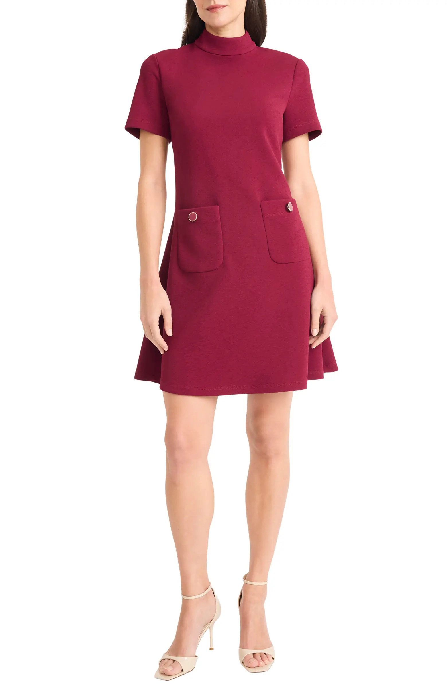 Maggy London Patch Pocket Short Sleeve Stretch Crepe Minidress | Nordstrom | Nordstrom