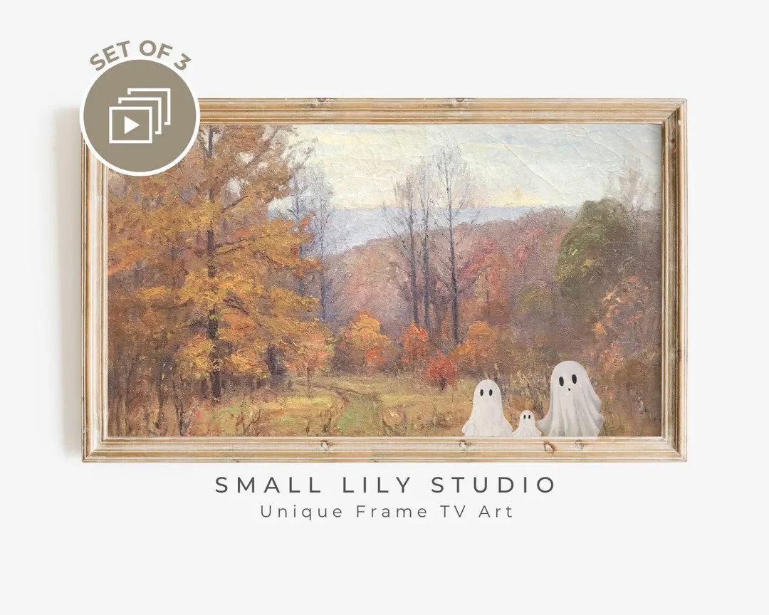 Samsung FRAME TV Ghost Family in Vintage Landscape, Fall Colors Tv Art, Halloween Frame Tv Art, A... | Etsy (US)