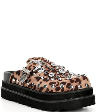 Azalea Wang Swiftly Leopard Print Stud Ornament Embellished Platform Clogs | Dillard's | Dillard's