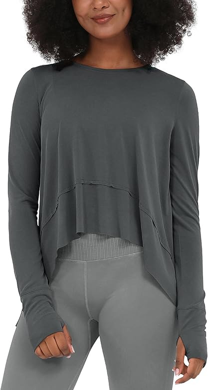 ODODOS Long Sleeve Tee for Women with Thumb Hole Athletic Gym Workout Crop Tops Yoga Shirts | Amazon (US)