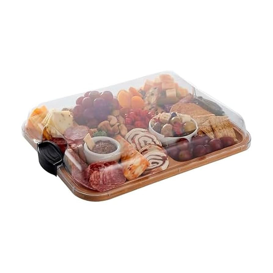 Farberware Build-A-Board Bamboo Cutting Board with Built-In Compartments & Clear Locking Lid, Bla... | Amazon (US)