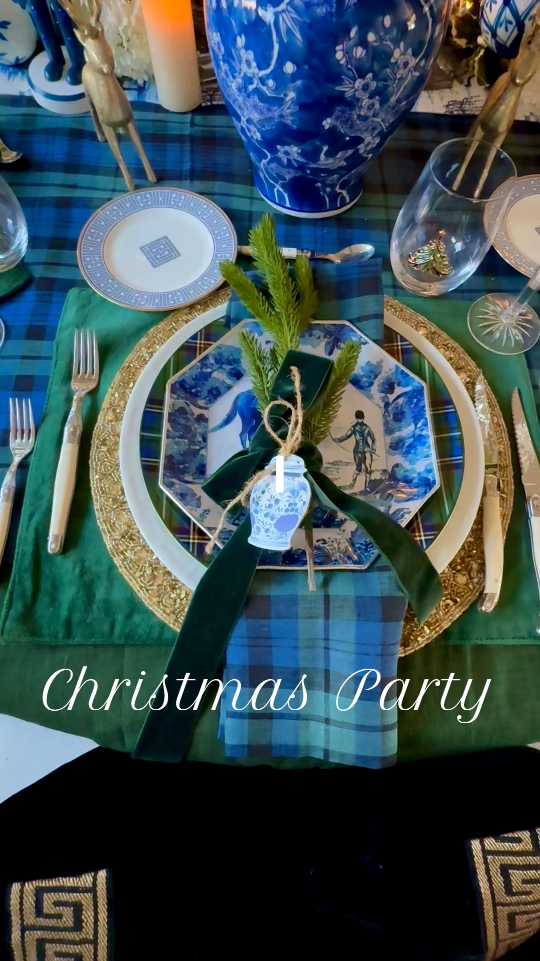 Christmas party! Time to set your Christmas table🎄blackwatch plaid, gold accents, chinoiserie. The perfect Christmas dinner party decoration 
#ltkchristmasparties ltkparties

#LTKSeasonal #LTKHome #LTKHoliday