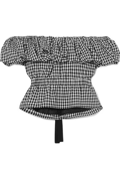 REJINA PYO - Mina Off-the-shoulder Gingham Cotton Top - Black | NET-A-PORTER (US)