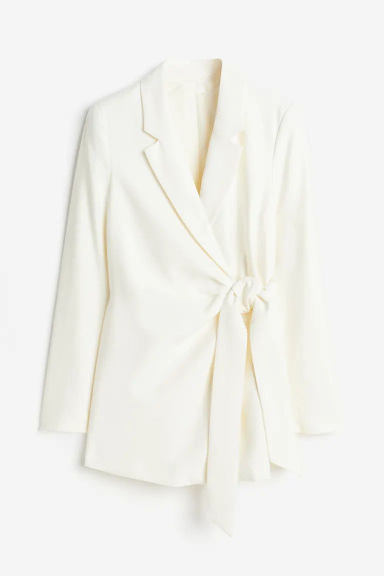 Tie-detail wrap blazer - Cream - Ladies | H&M GB | H&M (UK, MY, IN, SG, PH, TW, HK)