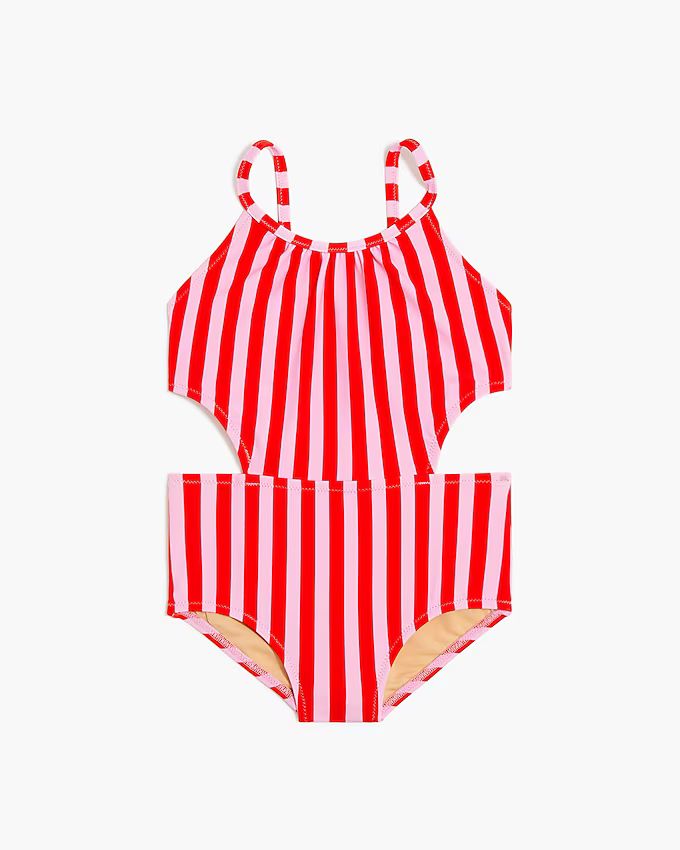 Girls' striped cutout one-piece swimsuit | J.Crew Factory