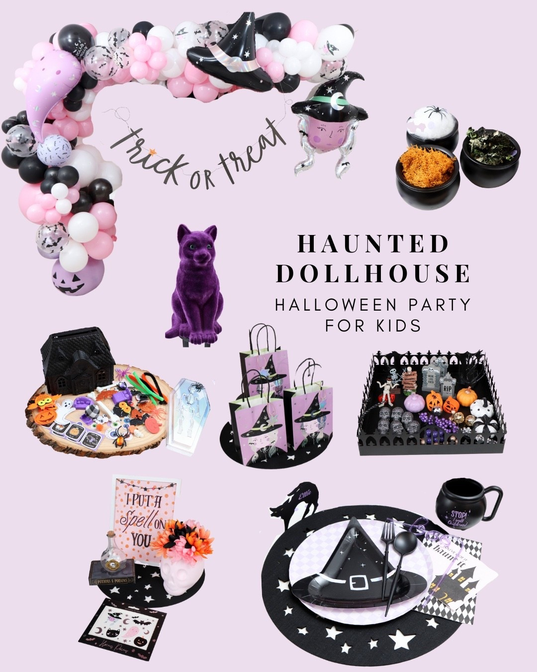 🚨 TRICK OR THEME DROP #6 🚨
This week’s drop: Haunted Dollhouse Decorating Party 🕰️👻🏠
 
Tiny houses, big chills. Dollar Tree minis got a haunted glow-up—painted black, hinged to open and close, and set on wood slices for making eerie little graveyards. Each place setting was witchy to the core: coffin cases with supplies, black cat place cards, witch hat plates, and cauldron mugs warning “I smell children.”
 
A balloon garland bubbled up from an oversized jack-o’-lantern cauldron, while a black cat familiar kept watch over the decorating. Guests had everything they needed to haunt it—from moss and cobwebs to spooky miniatures. The result? A party where even the smallest details cast the biggest spells.
 
💀 Save this inspo for your Halloween party
👻 FOLLOW so you don’t miss the next drop
#trickortheme #haunteddollhouse #witchyparty #halloweendiy #halloweenpartyideas

#LTKParties #LTKSeasonal #LTKHalloween