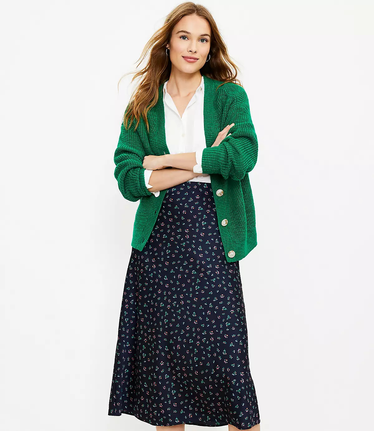 Petite Floral Midi Skirt | LOFT | LOFT