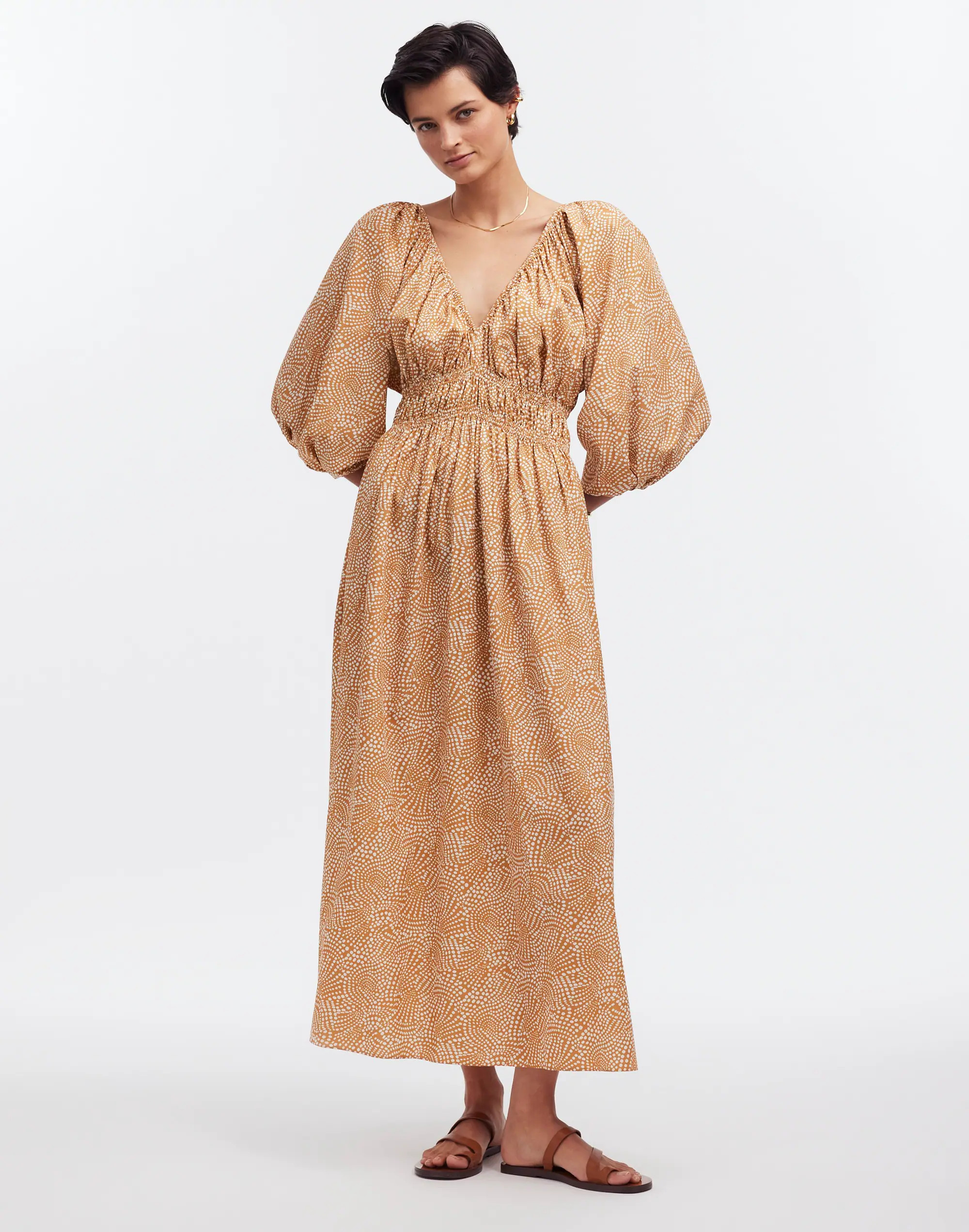 V-Neck Balloon-Sleeve Maxi Dress | Madewell | Madewell