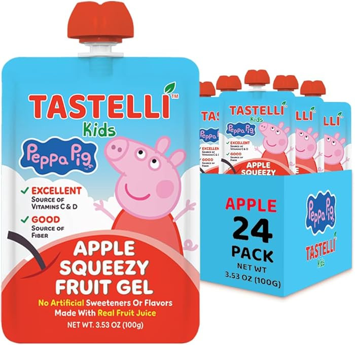 Tastelli Peppa Pig Kids Squeezy Fruit Gel – Apple Flavor – No Artificial Sweeteners or Flavor... | Amazon (US)