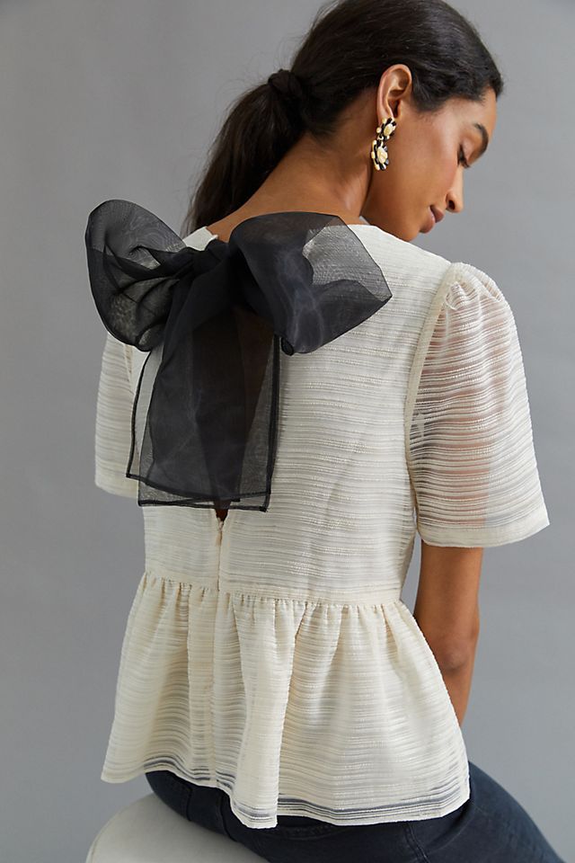 Bow-Back Peplum Blouse | Anthropologie (US)