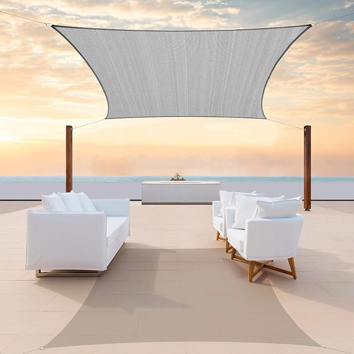 ColourTree 14' x 14' Grey Sun Shade Sail Rectangle CTSLR14 - Canopy Mesh Fabric UV Block UPF50 - ... | Amazon (US)