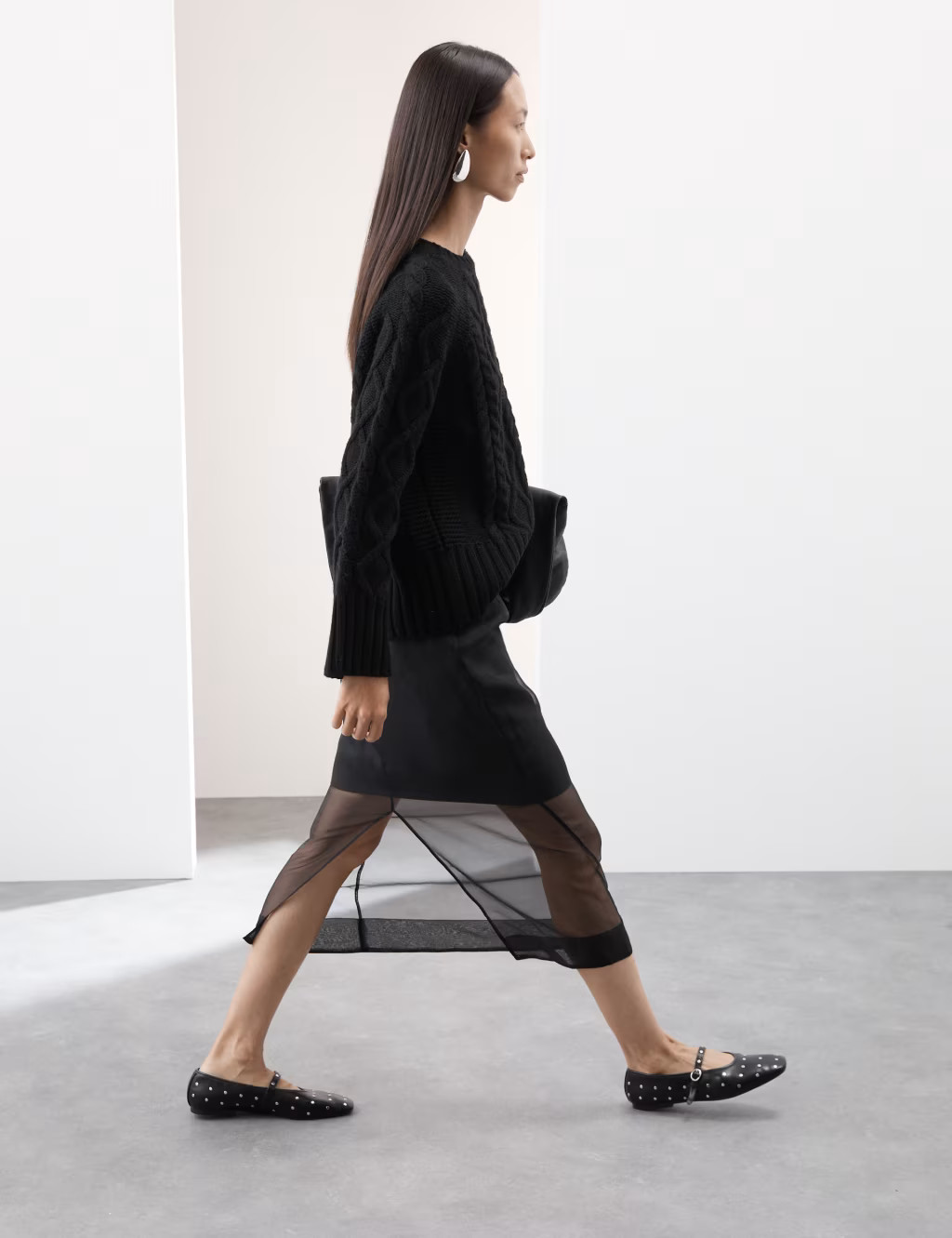 Pure Silk Organza Midi Column Skirt | Marks & Spencer (UK)