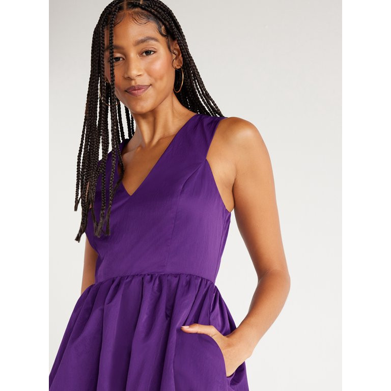 Scoop Women's Sleeveless V-Neck Balloon Mini Dress, Sizes XS-XXL | Walmart (US)