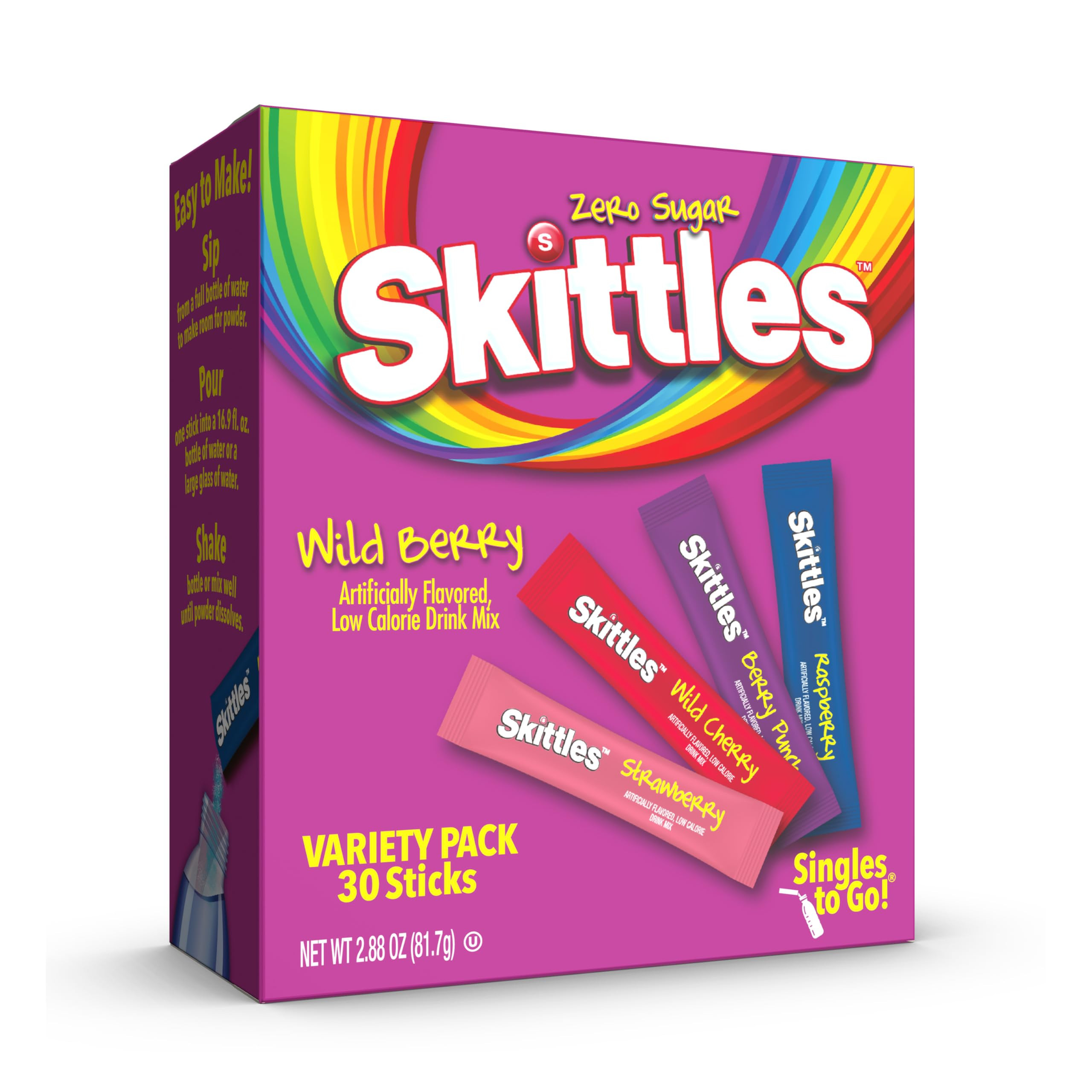 Skittles Singles To Go Wild Berry Variety Pack, Watertok Powdered Drink Mix, Zero Sugar, Low Calo... | Amazon (US)