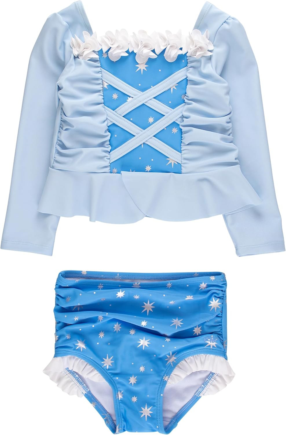 RuffleButts Girls Princess Dress-Up Long Sleeve Rash Guard 2-Piece Swimsuit | Amazon (US)