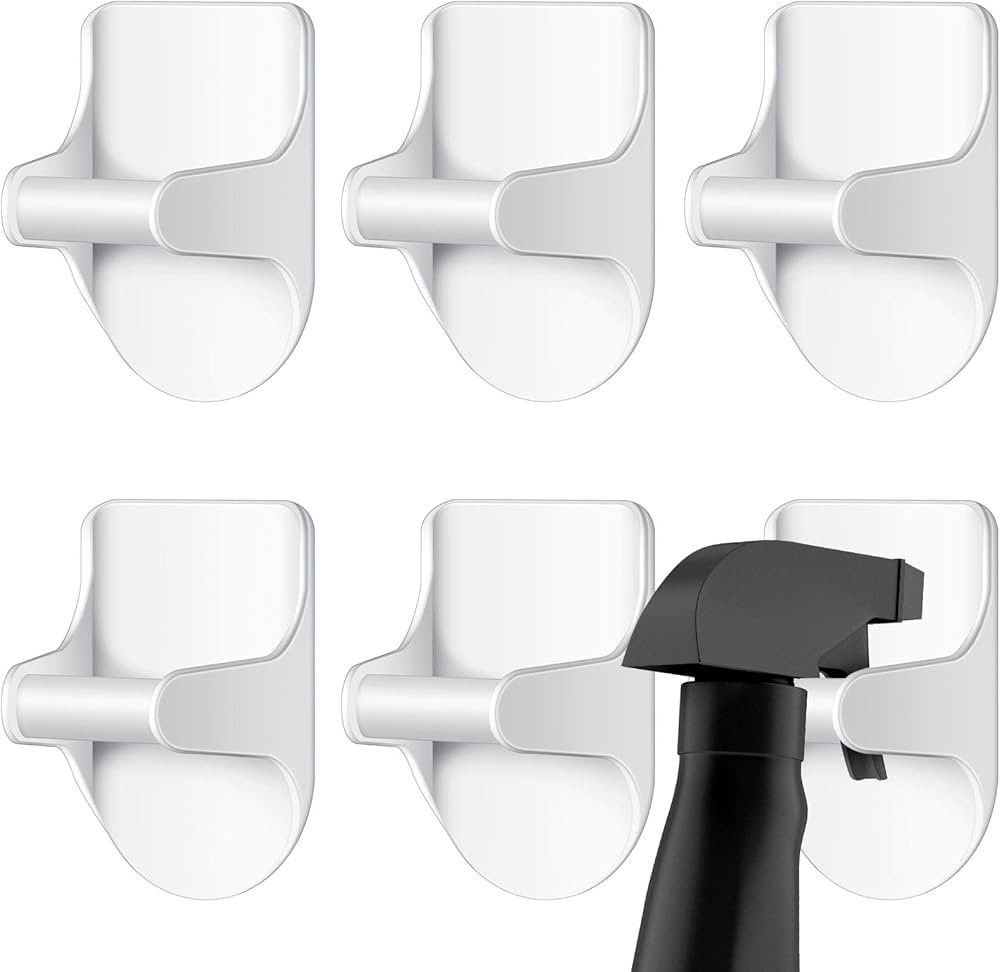 8 Pack Wall Mount Spray Bottle Hooks Holder Spray Bottle Hanger Adhesive Hook to Create Storage S... | Amazon (US)