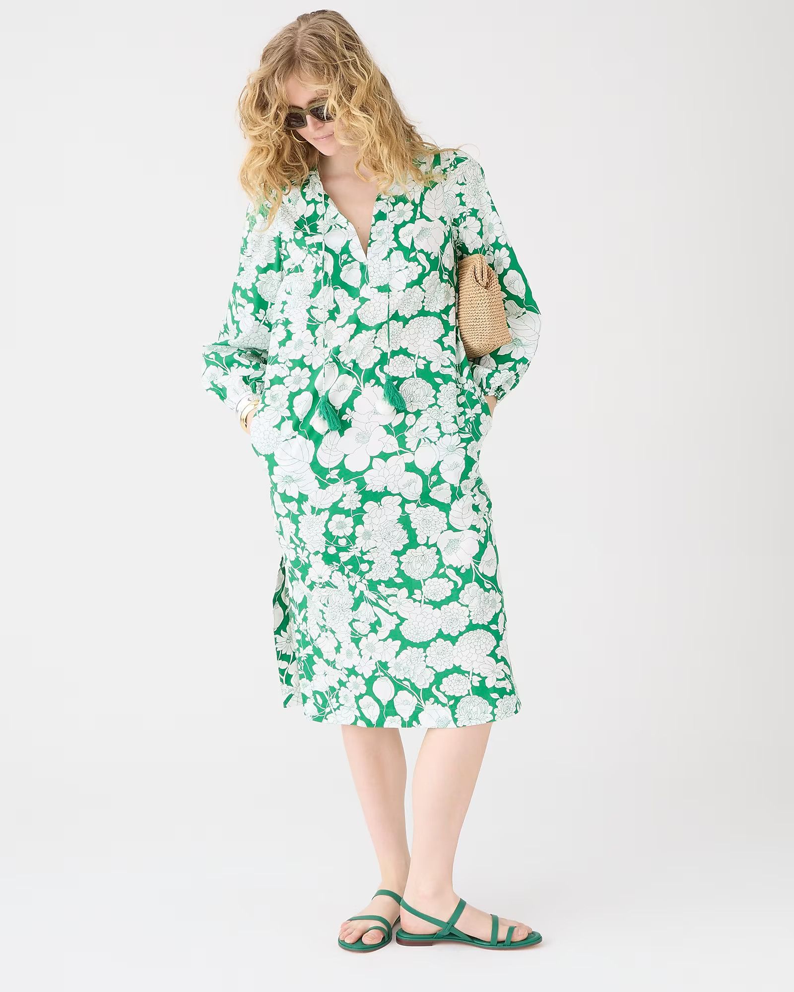 V-neck tunic dress in Kelly floral cotton poplin | J.Crew US