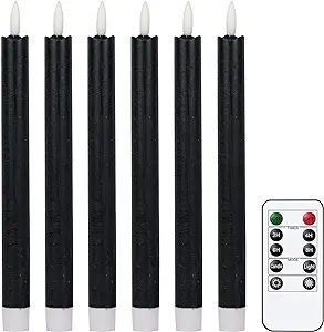 GenSwin Flameless Black Taper Candles Flickering with 10-Key Remote, Battery Operated Led Warm 3D... | Amazon (US)
