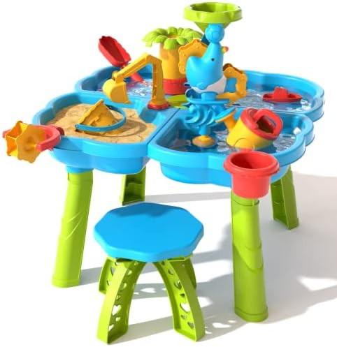 EPPO Sand and Water Table Toy for Kids, 4 in 1 Water Showers Pond Water Table | Kids Water Play T... | Amazon (US)
