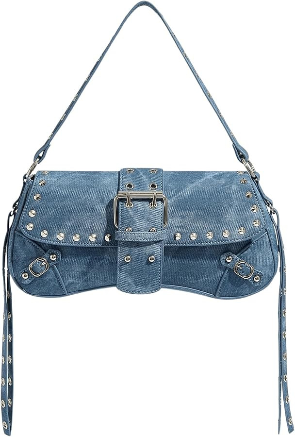 Verdusa Women's Y2K Purse Trendy Goth Studded Punk Leather Shoulder Bag 2000s Purse | Amazon (US)