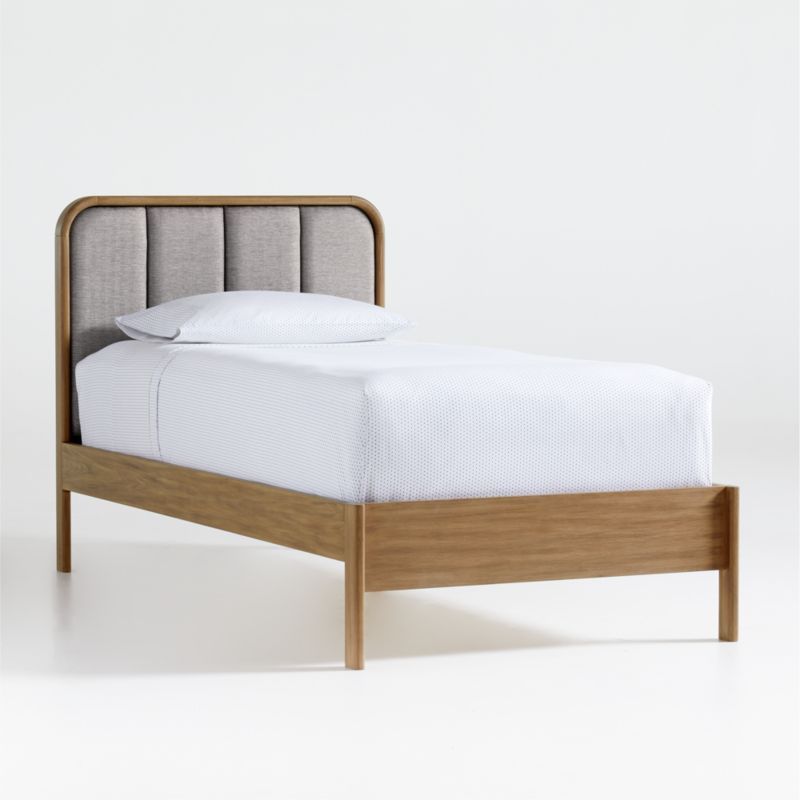 Wes Twin Upholstered Wood Bed + Reviews | Crate & Kids | Crate & Barrel