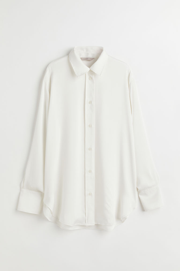H & M - Shirt with a Sheen - White | H&M (US + CA)