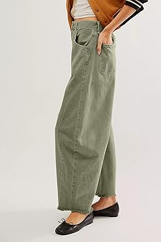 Allimy Womens High Waisted Barrel Horseshoe Baggy Jeans Trendy 2026 with Raw Hem Non Stretch | Amazon (US)