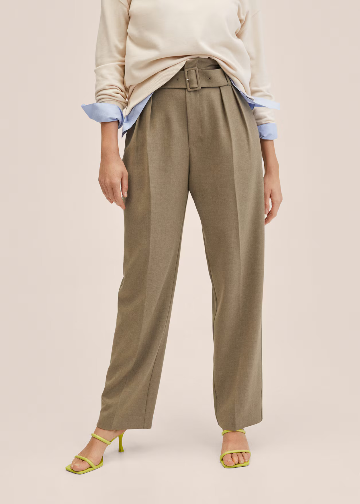 Belt high-waist trousers | MANGO (US)