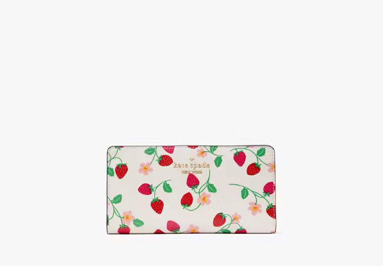 Madison Strawberry Vine Large Slim Bifold Wallet | Kate Spade Outlet