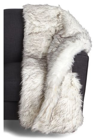 Waleed Faux Wolf Fur Throw | TJ Maxx