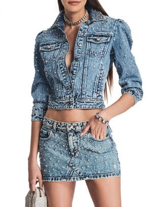 Ada Crystal Embellished Cropped Denim Jacket | Bloomingdale's (US)