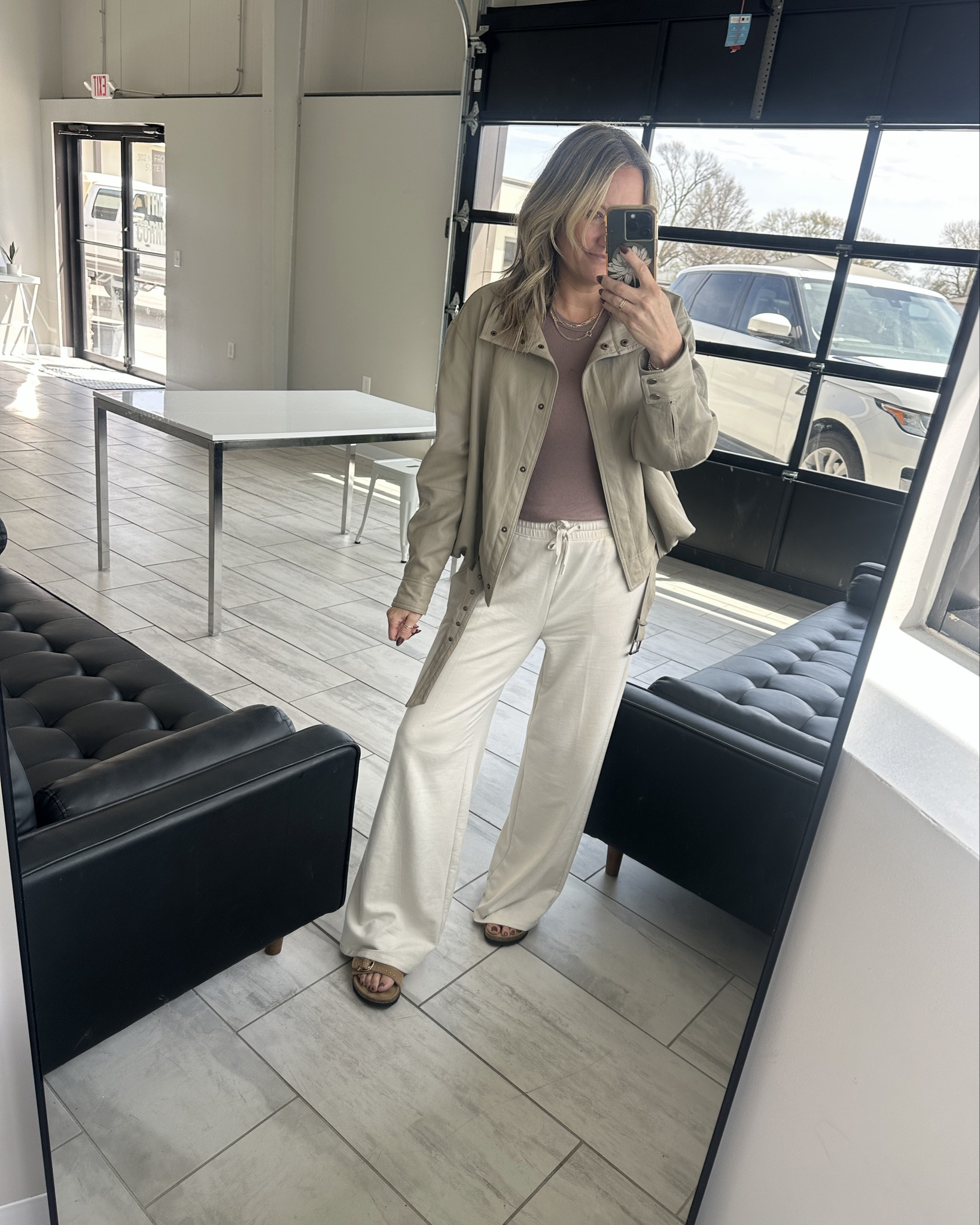 Still living in this Nordstrom rack faux leather jacket and you know I’m pairing it with my favorite sweats from DSG

And these project cloud sandals are honestly so good. Look like Birks but have a memory foam bottom that is so comfy. Love the stud detail too

Size medium in jacket
Large in ribbed tank
Small in sweats 
Sandals TTS 8

#LTKootd #LTKmomlife